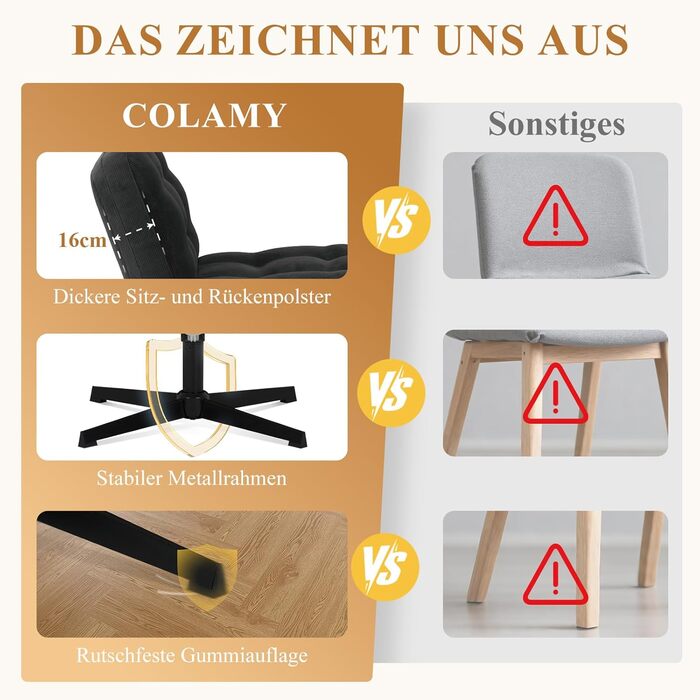 Офісне крісло Colamy: ергономічне, з регульованою підголівником та поперековою підтримкою (без роликів)