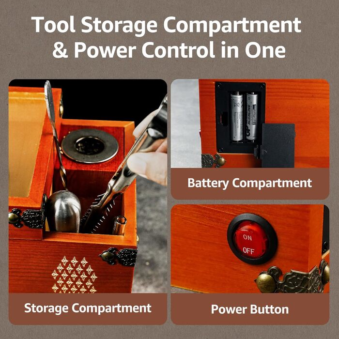 Набір для копчення їжі та напоїв в ретро стилі, дерев'яний димогенератор з вбудованою камерою та зберіганням, 6 дерев'яних стружок та бамбукова таця – для віскі, напоїв та продуктів, найкращий подарунок