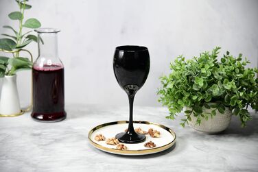 Набір келихів для вина KROSNO Glasmark 1992 (6 шт.) 300 мл - білі, червоні, десертні, коктейльні, склянка для води. Чорний колір, придатні для миття в посудомийній машині