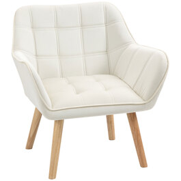 HOMCOM Single Armchair Recliner Chair with Velvet Look, Raised Legs, Upholstered Armchair for Living Room, Bedroom, 64 x 62 x 72.5 cm, Cream | Aosom
