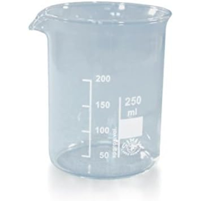6 x 250ml Beakers made of heat-resistant borosilicate glass, graduated, with spout, low form * Measuring cups, beakers, laboratory glass, laboratory beaker *