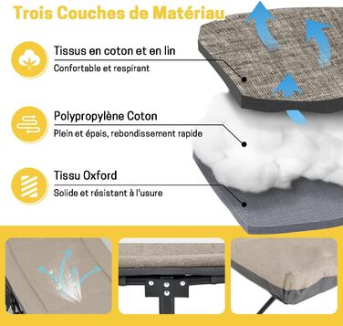 Складне кемпінгове ліжко ATORPOK для дорослих, міцне, до 250 кг, для відпочинку на природі, кемпінгу, подорожей, дому (Хакі)