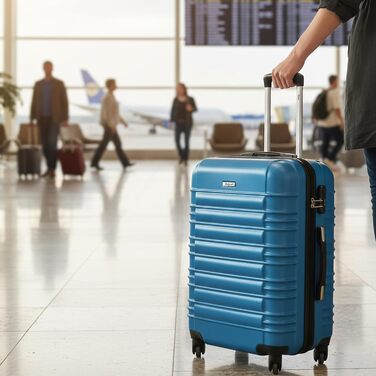 Набір валіз Zelsius 4 шт., блакитний | ABS, з кодовим замком, 4 колеса, внутрішній роздільник | Ручна валіза, 4 шт., Trolley, великий, набір валіз
