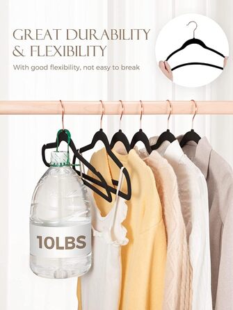 HOUSE DAY 50 Piece Velvet Clothes Hangers Black, Pant Hangers Space-Saving, Suit Hangers, Thin Non-Slip Clothes Hangers, 360° Swivel Hook, Velvet Hangers for Clothes, Tank Tops, Heavy Clothes - Black