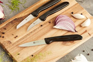 Набір ножів для сніданку ZWILLING TWIN Grip (3 предмети): універсальний ніж, хлібний та для овочів, нержавіюча сталь, серійна заточка, чорна ручка