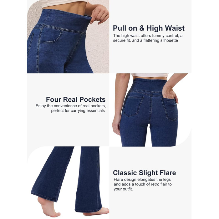Джинси жіночі Chase Hot Bootcut, висока талія, еластичні джеггінси з кишенями, темно-синій, 31 inseam