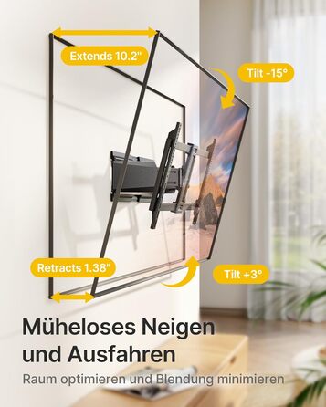 Настінне кріплення для телевізора monTEK Ultra Slim 37-90 дюймів (до 85 кг), поворотне, з похилом, висувне, VESA 600x400