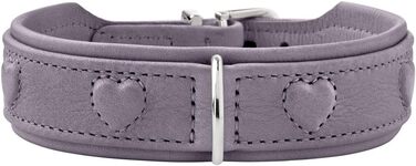 Нашийник для собак HUNTER SOHO X Love, фіолетово-сірий, з натуральної шкіри, м'який, з сердечками, для маленьких собак та цуценят, Made in Germany, розмір 42