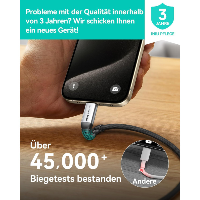 Кабель USB-C 240W, 2 шт. (2м+2м), нейлон, чорний, для iPhone, Samsung, Pixel, iPad, MacBook