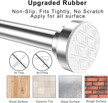 Штанга для душу Siler без свердління, розтягувана, з нержавіючої сталі, 48-200 см (Срібло)