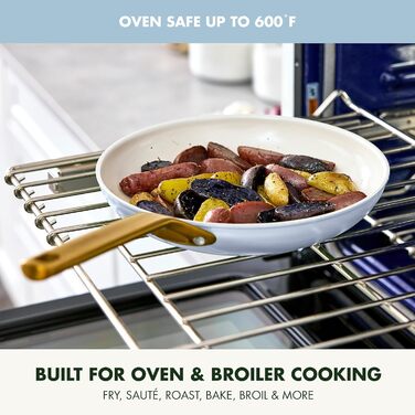 Сковорода GreenPan Reserve Pro 20.3 см з антипригарним покриттям, кераміка, нержавіюча сталь, блакитний колір, NSF-сертифікована, для плити та духовки