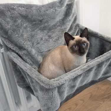 Navaris Cat Bed Heater - Heating Lounger for Cats - Cat Heating Lounger - Cat Bed with Heater - Heated Cat Basket - For Cats up to 15 kg - Heated Cat Hammock - (Gray)