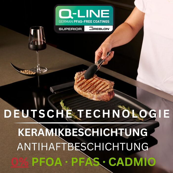 Сковорода Stone&Stone для індукції квадратна 28 см з антипригарним покриттям та знімною ручкою, німецька кераміка, сталеве дно, для газових плит та духовки, без PFAS, PFOA, PTFE