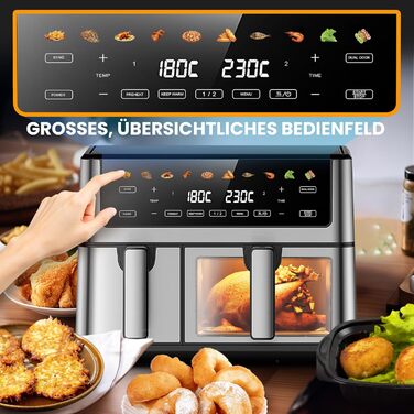 Фритюрниця Extralink 1400W з гарячим повітрям, 4.2L, 10 функцій приготування, LED-дисплей, економна, 90% менше жиру