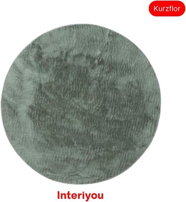 Килимок для вітальні Interiyou Fargo 80x150 см - короткий ворс, миючий, неслизький, штучне хутро, м'який ворс (зелений)