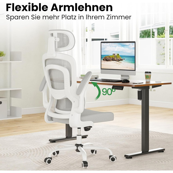 Ергономічне крісло для офісу Farini з регульованою підголовником, крісло для начальника, геймінгове крісло на коліщатках, сірий колір