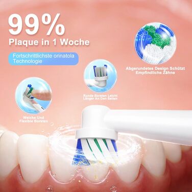 Електрична зубна щітка Rotierende для дорослих з 8 насадками, 3 режимами чищення, акумулятором на 50 днів та смарт-таймером 2 хв - Чорна