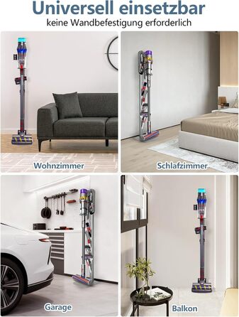 Тримач для пилососа Dyson Wandhalterung з зарядною станцією для V8–V15 та Gen5 – стабільний тримач для акумуляторного пилососа з органайзером для аксесуарів, щіток та кабелів (срібний)