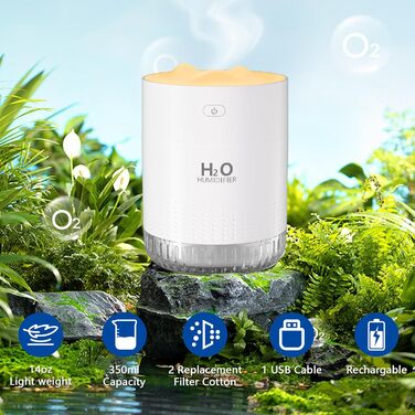 Зволожувач повітря Mini USB з LED-підсвіткою та регулюванням, для спальні, кімнати дитини, офісу, немовлят (зелений)