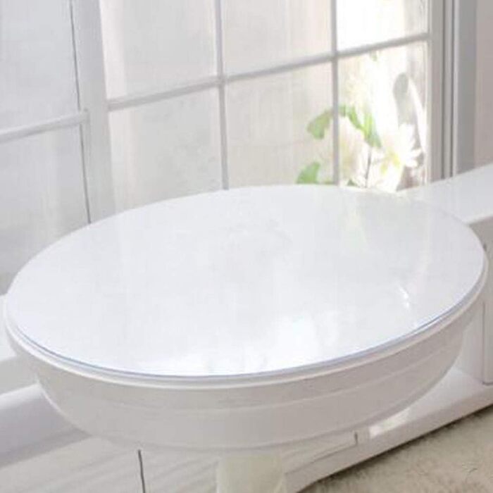 Ever Fairy Round Transparent PVC Tablecloth, Thickness 2 mm, Dia.70 cm, Round Waterproof Table Protector Table Film, Kitchen Dining Room Wood Furniture Protective Cover