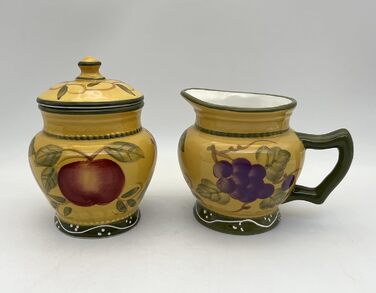 Tuscan Collection Deluxe Hand-Painted Sugar Bowl & Creamer Set by ACK