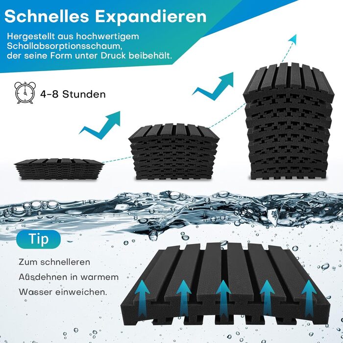 Акустичні пінопластові панелі для звукоізоляції 30x30x5 см, набір 24 шт. (чорний та сірий) — шумопоглинаючі панелі для студії звукозапису та дому