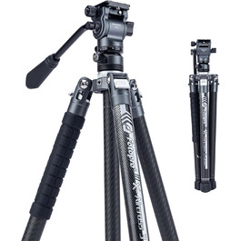 Штатив Fotopro Carbon X-Aircross 3 з поворотним вушкою 360° та швидкознімною платформою, 151 см, блакитний, для відео та фото, максимальне навантаження 10 кг