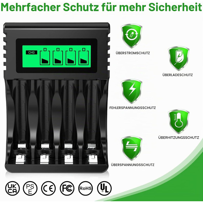 Акумулятори POWEROWL AA Ni-MH 2800mAh (8 шт) + Зарядний пристрій USB на 4 слоти
