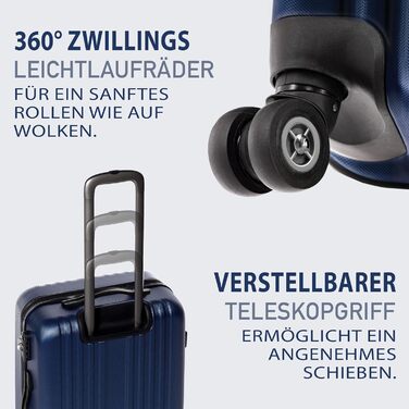 Набір валіз FERGÉ 3 шт. з жорстким корпусом, розширюваний. Валізи Trolley, Handgepäck, L, XL. Матеріал: 100% ABS, колір: рожевий (3 шт. в наборі, Navy)