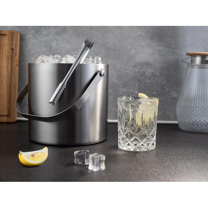 Hanseküche Large Ice Cube Container Ice Bucket 3L including Lid, Tongs, and Double Bottom - 304 Stainless Steel - Double-Walled Insulated - Very Long-Lasting Thermal Effect - Ideal for Keeping Drinks Cold for Extended Periods