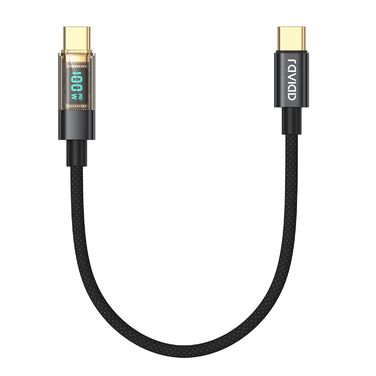 Кабель USB-C RAVIAD з підтримкою PD3.1: швидка зарядка, нейлон, 0.3м, 100W, чорний. Сумісний з iPhone, Galaxy, Pixel, iPad, MacBookAir