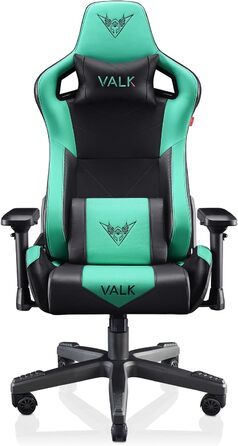 Крісло ігрове VALK Gaia з підлокітниками 4D, регульоване на 160º, газовий амортизатор класу 4, штучна шкіра, Aqua Menthe