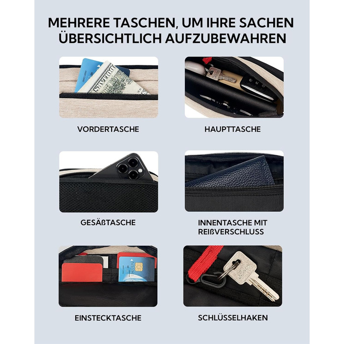 Водонепроникна поясна сумка Waterfly: чоловіча/жіноча, для спорту, подорожей, прогулянок з собакою. Beige