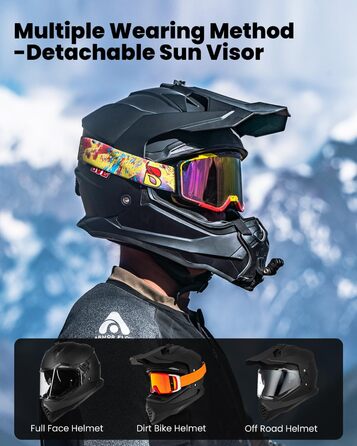 Мотошолом ILM Dual Sport Adventure з сонцезахисним склом, Pinlock, для кросу, квадроциклів, сертифікат ECE, модель WS902, розмір L, матовий чорний
