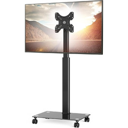 FITUEYES Rolling TV Stand with Wheels - Tilting ±15° Swivel ±35° Adjustable Height TV Cart for 19-42 inch Flat Screen TVs up to 35kg, VESA 200x200