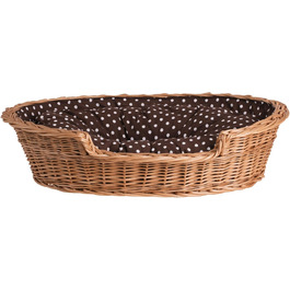 Wicker dog basket for dogs and cats. Dog bed, cat bed with cushion, pet basket, woven cat basket. 60x43 H19 cm (L 80 x W 60 x H 26 cm, Natural)