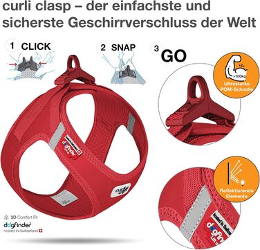 Шлейка для собак Curli Clasp Softshell, червона, розмір M