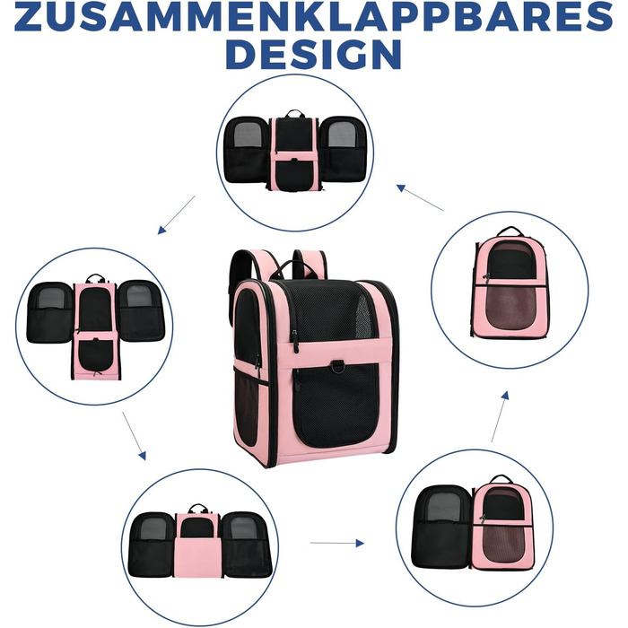 Рюкзак для собак та котів Apollo Walker - зручний та дихаючий, для подорожей та активного відпочинку (2-15 кг), рожевий