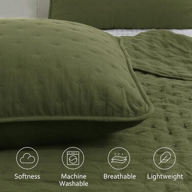 Набір постільної білизни ROARINGWILD California King: ковдра та 2 наволочки, оливковий зелений, 299.7 x 269.2 см