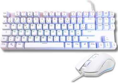 G-Lab Combo Mercury: Механічна ігрова клавіатура та миша, RGB, Switch Red, Azerty, 7200 DPI [Білий]