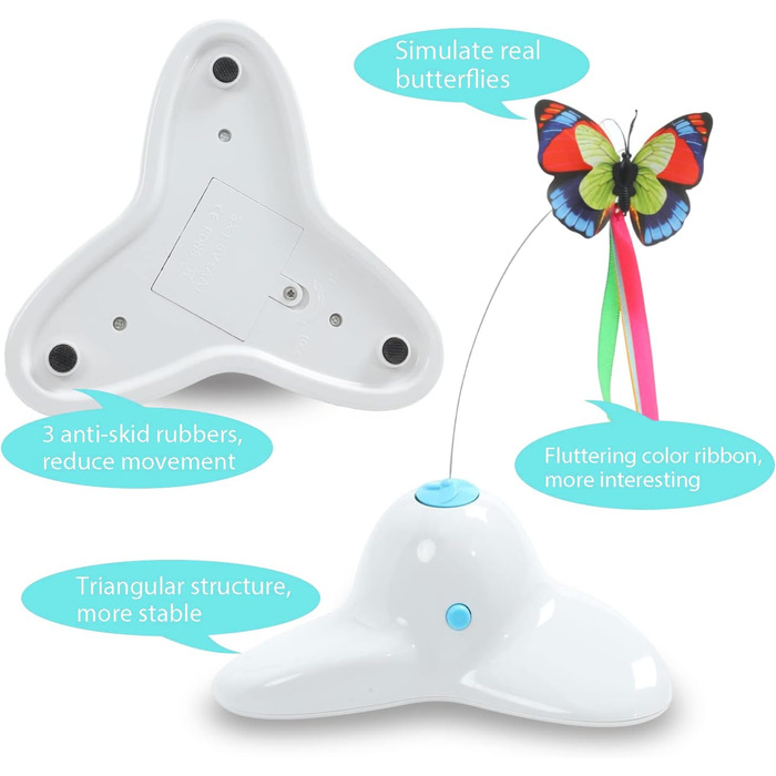 18 PCS Interactive Automatic Butterfly Cat Toy with Kitten Play Balls for House Cats Adults - 18 Pack Gift