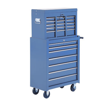 HOMCOM Tool Cart Workshop Cart Rolling Cart 4 Drawers blue, mobile & stable, ideal for garage & workshop