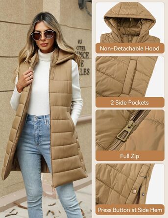 Степова жилетка CTOP Lange з капюшоном: легка, зручна для туризму та повсякденного носіння (Хакі, XXL)