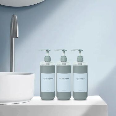 Набір дозаторів для душу Goyiseе, 3 шт, сірий (для мила та шампуню)