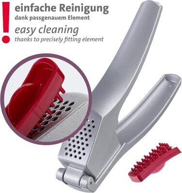 Прес для часнику Westmark з великою камерою та елементом для чищення, 16.2 см, алюміній/пластик, срібно-червоний, 30082260 Josie