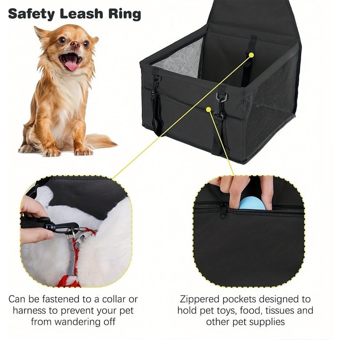 Килимок для собак у машину MENGQI - Водонепроникний, дихаючий, безпечний, з сумкою для перенесення (чорний)