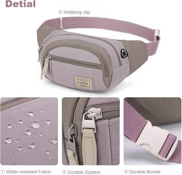 Wind Took Stylish Large Waist Bag/Fanny Pack/Chest Bag/Phone Pouch with Headphone Port for Travel, Hiking, Outdoor, Running - Women, 35x7.5x15cm (Deep Purple)