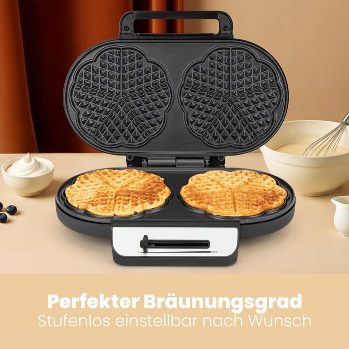 Clatronic Heart-Shaped Waffle Maker - Non-Stick, Adjustable Browning, 1200W - WA 3745