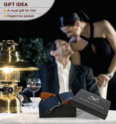 Чоловічий шкіряний ремінь BULLIANT з автоматичною пряжкою, ширина 35 мм, регульований, колір: темно-синій