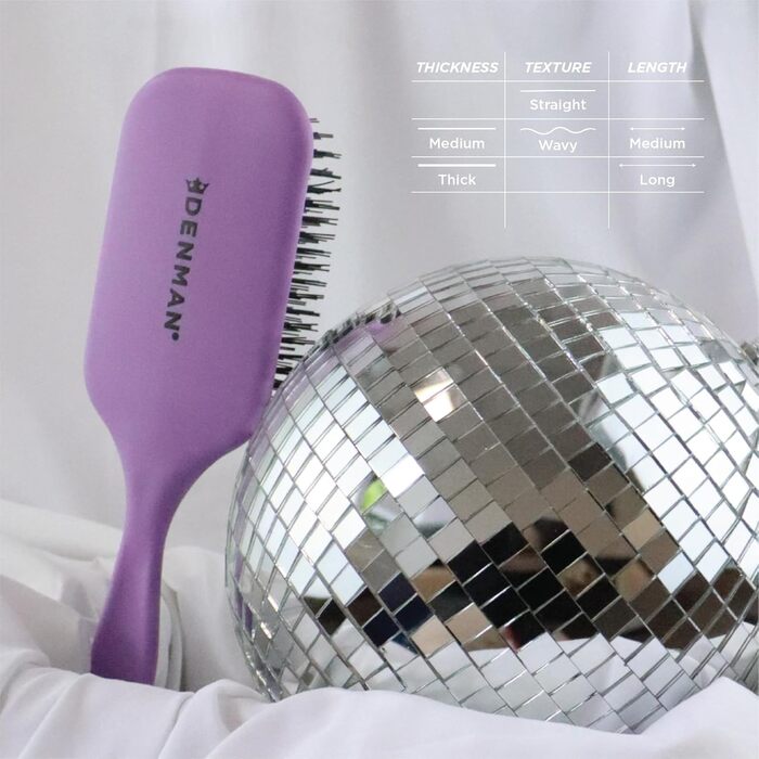 Щітка для волосся Denman D90L Tangle Tamer Ultra: розплутування та догляд за довгим волоссям, нейлонові щетинки, фіолетовий колір